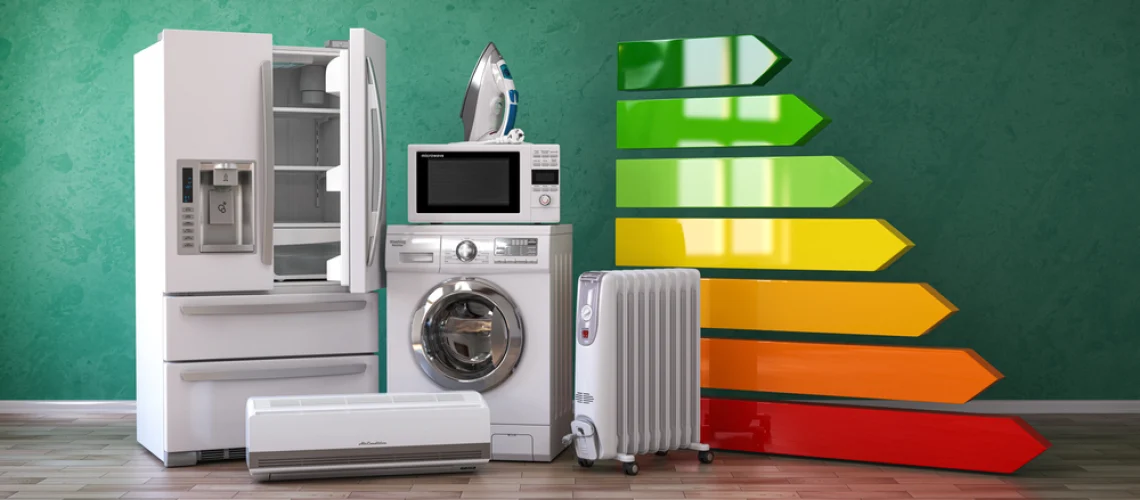 appliances placed and bar of different colors showing energy consumption